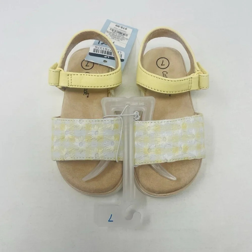 Cat & Jack Toddler Girls Size 7 Penelope Ankle Strap Sandal in Yellow/White‎ $20